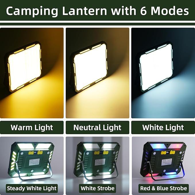 Camping Lantern Rechargeable Camping Lights 60W,3000LM, 6 Modes, Waterproof Camping Essentials with 5 Magnetic Bases, for Emergency, Power Outages, Tent, Hiking, Car Repair, Fishing