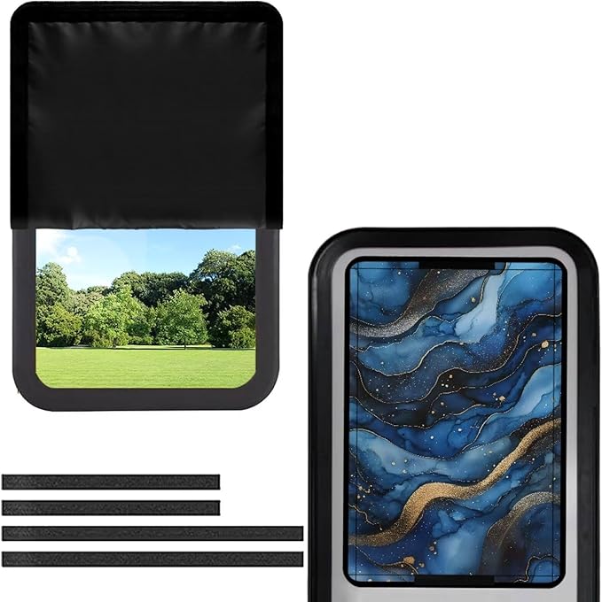RV Door Window Shade Blue Marble RV Window Cover with UV Protection and Privacy Features for Campers, Marine Vehicles, Travel Trailers