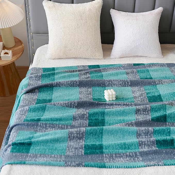ZYFZCYBL Fleece Throw Blankets for Couch Bulk Lightweight Warm Soft Cozy Blanket 6 Pack Bulk Fleece Blanket Solid for Bed Couch Office Gifts Outdoor 50 x 60 inch Teal and Grey