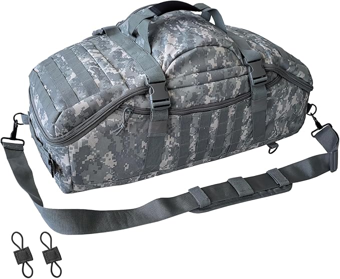 Hannibal Tactical 65L Large Duffle Bag, 3-in-1 Tactical Backpack MOLLE Pack for Sports, Gym, Outdoor, ACU