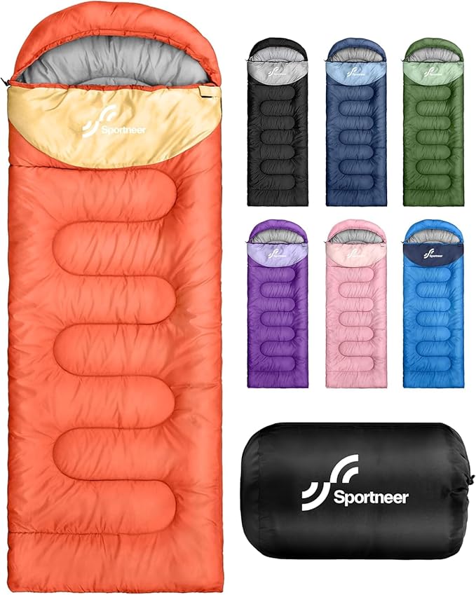 Sportneer Sleeping Bag for Adults & Kids, Cold Weather & Warm Waterproof Camping Sleeping Bag, Compact Portable for Camping Hiking & Travel