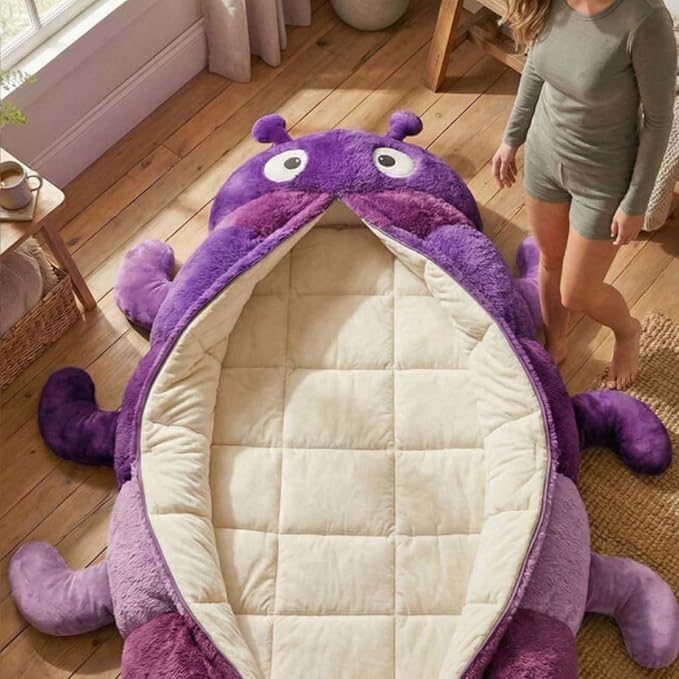 Hugging Caterpillar Sleeping Bags, Plush Cocoon Sleeping Bag, Pull Cord Sleeping Bag, Full Body Plush Lounger, Indoor Nap Pod, Cozy Reading Nest, Animal Sleeping Bags for Adults