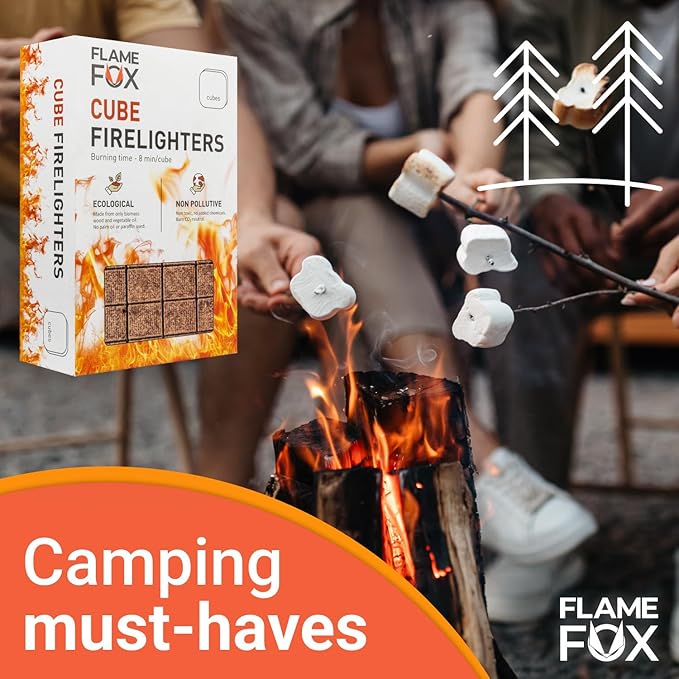 Flamefox Fire Cubes 320pcs - Quick Lighting Fire Starter for Fireplace, Wood Stove, BBQ, Camping - Easy Ignition, Long & Clean Burning, Weather Resistant Fire Lighter
