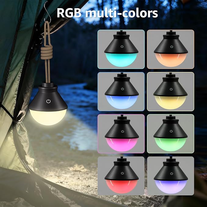 2-Pack LED Camping Lantern Rechargeable 5000mAh with Magnetic, 600LM Waterproof Battery Powered Hanging Tent Light, USB Cordless Portable Dimmable for Power Outages Hunting Survival Gear Outdoor