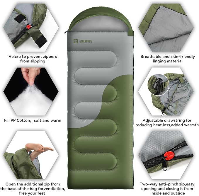 Sleeping Bags for Adults&Kids,Lightweight Waterproof Warm Weather Sleeping Bag,Compact Portable Sleeping Bag for Camping,Essentials Gear for Camping Hiking Outdoor Travel