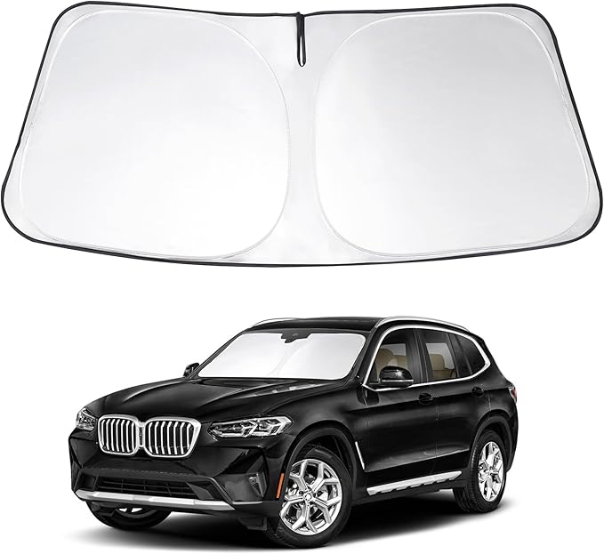 Windshield Sun Shade Custom Fit 2018-2023 2024 2025 2026 BMW X3 Accessories Foldable Sunshade Window Shade Protect Car from Sun Rays & Heat Damage