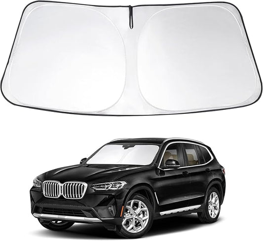 Windshield Sun Shade Custom Fit 2018-2023 2024 2025 2026 BMW X3 Accessories Foldable Sunshade Window Shade Protect Car from Sun Rays & Heat Damage