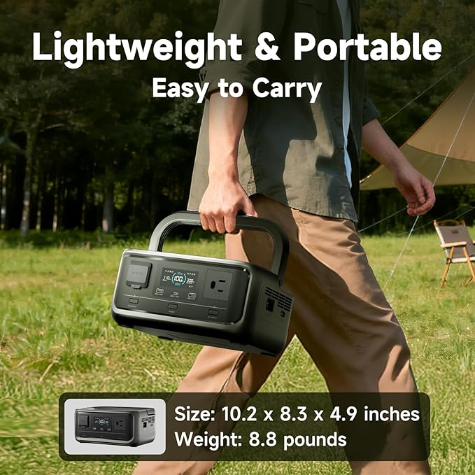 ALLPOWERS VOLIX P300 Portable Solar Generator: 300W (600W Peak)/256Wh,LiFePO4 Battery,UPS<20ms,Fast Charge to 80% in 1h Includes SOLAX SE100 100W Folding Solar Panel for Home,Emergencies&Outdoor Use