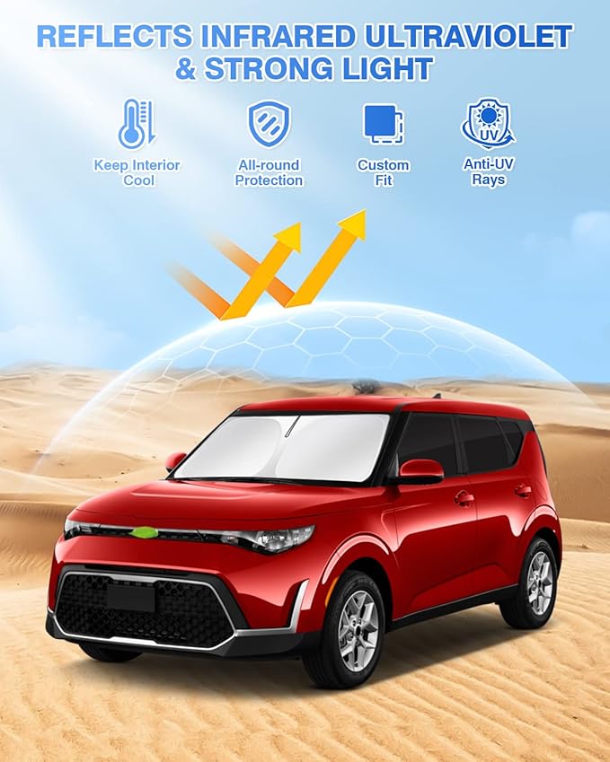 Canvcle Window Shades for Kia Soul 2020-2025 2026 Accessories Windshield Sun Shade Side Rear Window Covers Sunshade Sun Visor Shield Privacy Protection Keep Vehicle Cool Black 6PCS