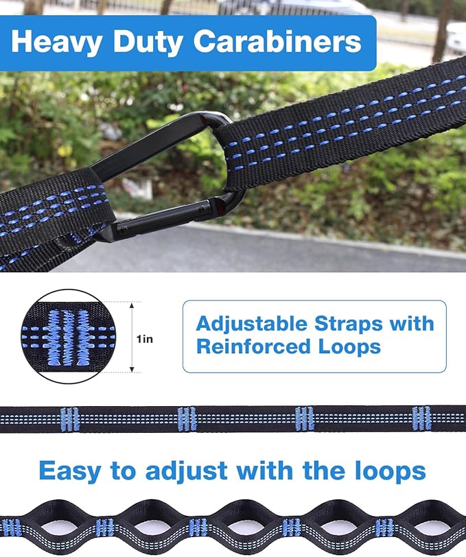 MOSFiATA Camping Hammock, Heavy Duty up to 500lbs with 2 Tree Straps and Attached Carry Bag Portable Outdoor Hammock for Backpacking Hiking Travel,Beach (Sky Blue)