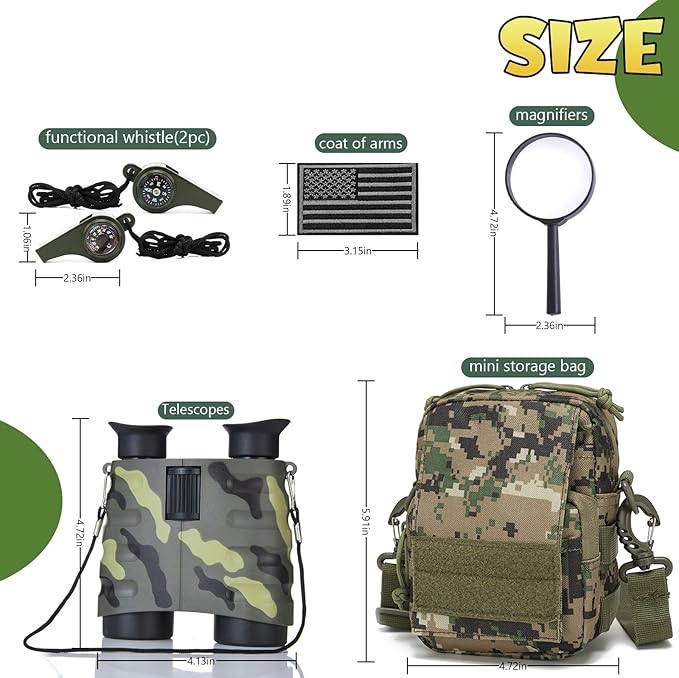 Walkie Talkies Set for Kids, Outdoor Camouflage Adventure Gear Toys, Adventure Hunting Game Toys Gifts, Children's Binoculars, for Boy Girls Aged 6+