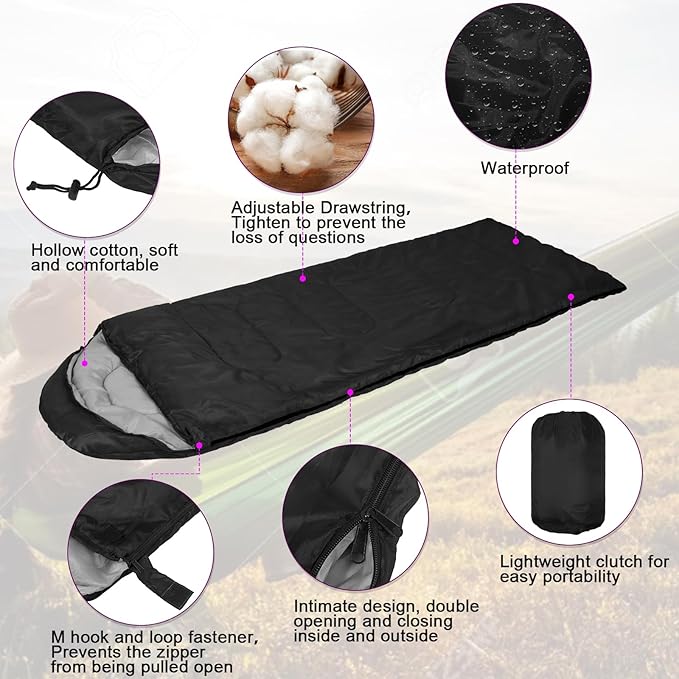 Macarrie 4 Pcs Bulk Sleeping Bags for Adults 0 Degree Waterproof Backpack Bags with Compression Sack for Backpacking, Camping, Hiking, Emergency Shelters