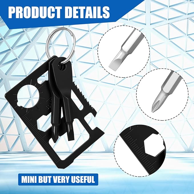 Glooglitter 36 Pcs Men Small Gifts Bulk Mini Screwdriver Flashlight Keychain Set Multitool Credit Card Survival Tool Employee Coworkers Fathers Gifts for Men Dad Husband, No Batteries Included