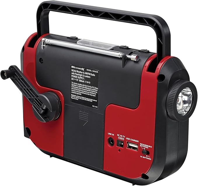 Weatherband AM/FM Radio with Flashlight, Lantern, and Phone Charger, WR383R