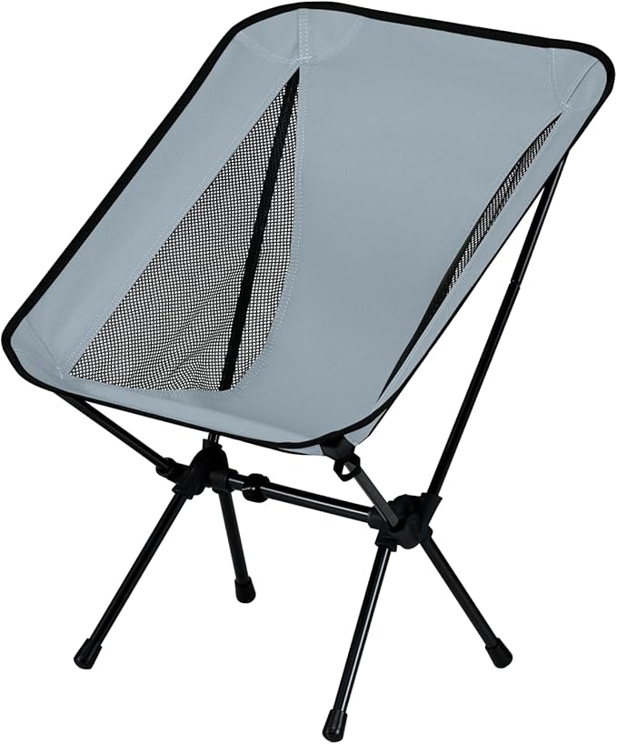 Lightweight Portable Essential Compact Camping Chair,Sturdy with X-Frame,120kg Capacity,Foldable with Carry Bag,Quick Setup for Outdoor,Hiking,Beach,Backpacking (Glacier Gray)