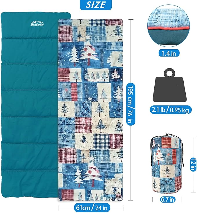 Heated Sleeping Bag pad, 3 Adjustable Temperature Levels, Heated Sleeping Bag Liner for Cold Weather Backpacking or Hiking, Multi USB Power Supported (Christmas Tree, 76" x 24")