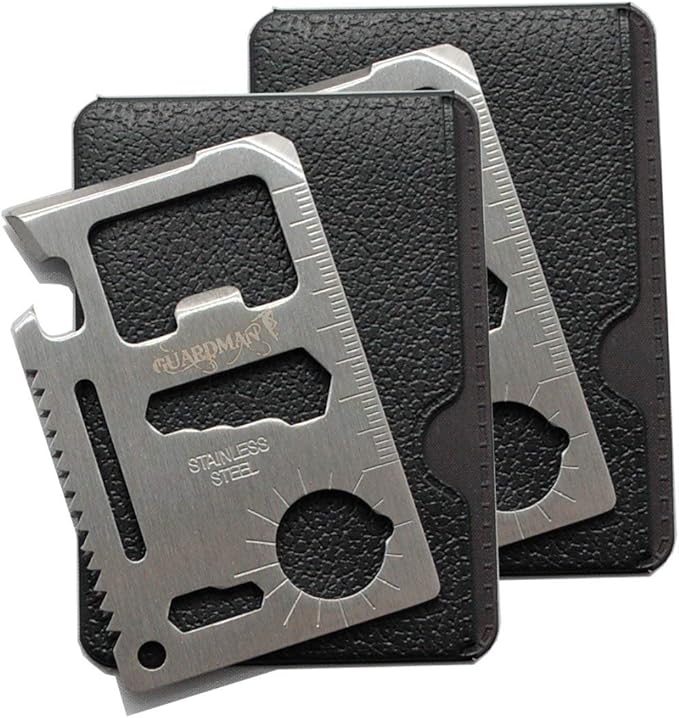GUARDMAN Fathers Day Gift 2-Pack 11-in-1 Credit Card Multitool – Multitool Wallet Survival Tactical Tool with Knife, Bottle Opener & More – Dad Gift for Men