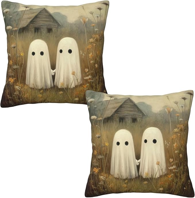 Rustic Country Ghost Couple Throw Pillow Covers 18x18 inch Set of 2 Pillow Case Cushion Cover for Home Sofa Couch Living Room Car Decor