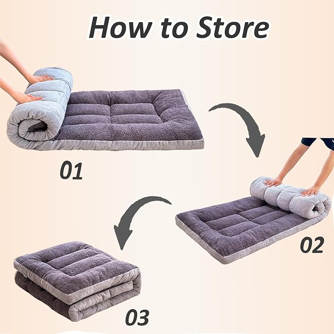Thick Camping Sleeping Pad - Lamb Fluff Camping Cot Pads for Adult, Soft Sleeping Mat, Non-Slip Camping Mattress Pad for Camp Cot/Rv Bunk/Narrow Twin Beds