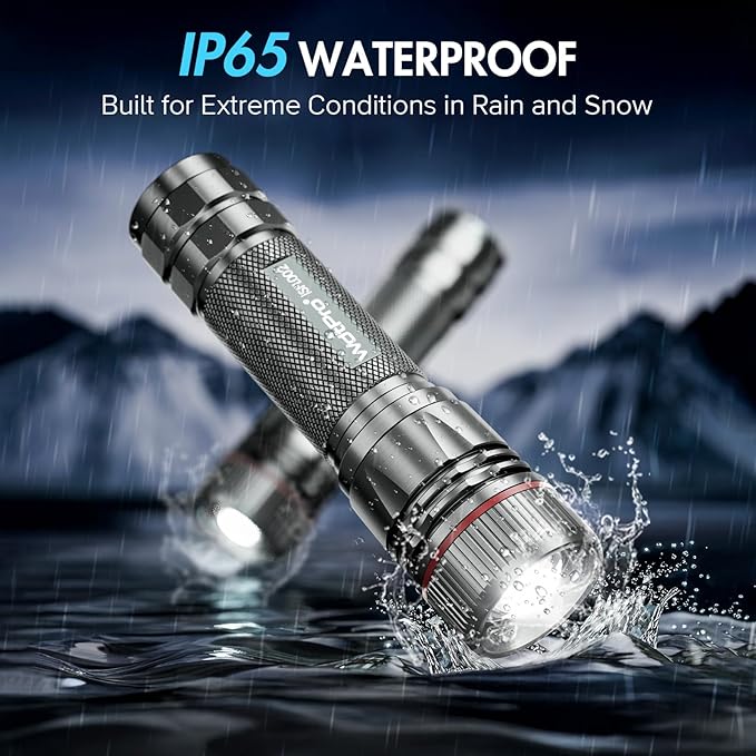 WdtPro Rechargeable Flashlights High Lumens, 1 Pack 10H Long Lasting Super Bright EDC Flashlights, LED Mini Tactical Flash Lights for Camping Emergency, Drop & Water Resistant Grey(Battery Included)
