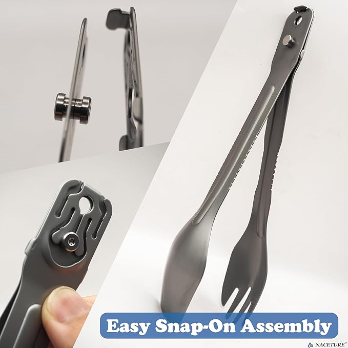 NACETURE Travel Silverware Set, Travel Fork Spoon Knife Set, Portable Utensils, 4-in-1 Spoon Fork Converts to Tongs, Camping Utensils Set