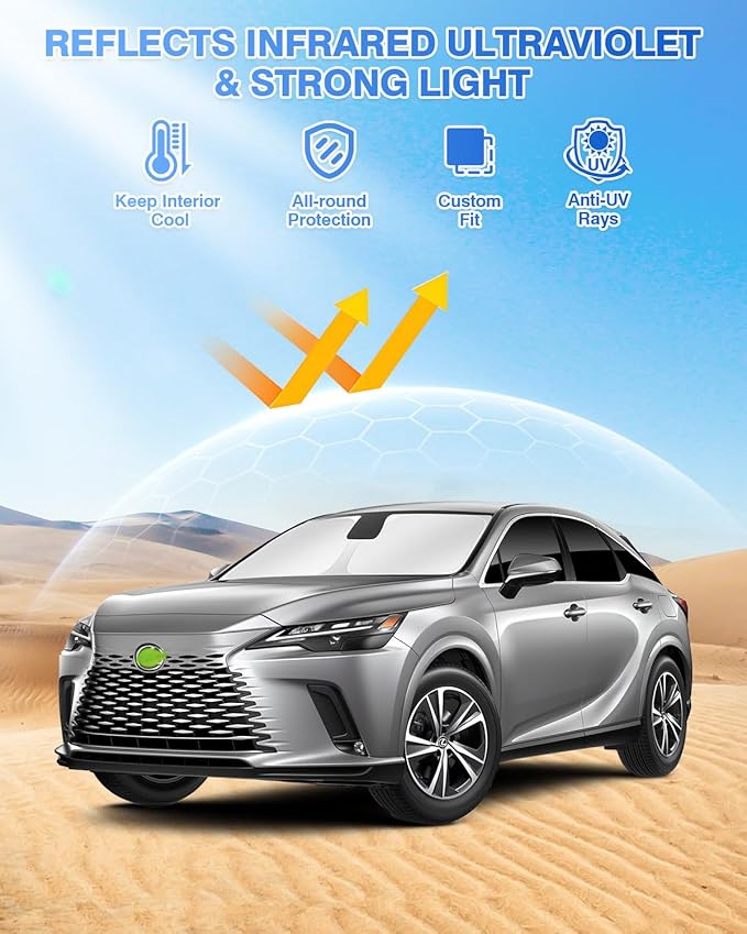 Canvcle Sunshades for 2023-2025 2026 Lexus RX Accessories Windshield Sun Shade Side Rear Window Shade Cover Sun Visor Shield Privacy Protection for Camping Keep Vehicle Cool Black 8PCS