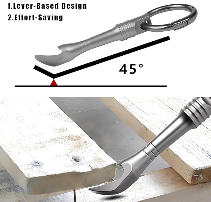 EDC Pry Bar Pocket Multi Tool - Solid Titanium Pry Tool with Keychain Hole, Compact Durable EDC Gear for Box Opening, Scraping Light Prying,Bottle Opener, Emergency