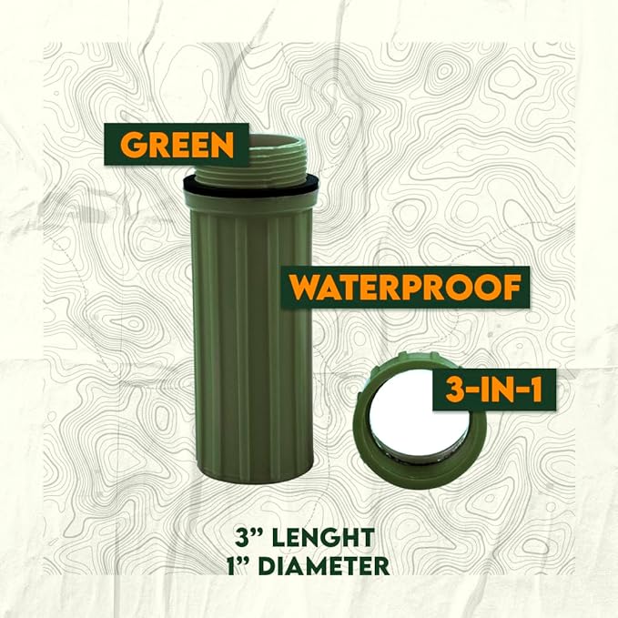 SE 3-IN-1 Green Waterproof Match Storage Box with Signaling Mirror and Firestarter Flint - CCH6-1GN