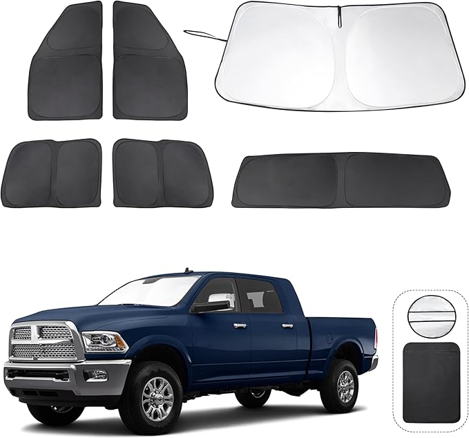 TINGLU Window Shades for Dodge RAM 2500 3500 2010-2026 Accessories Car Side Full Windows Rear Windshield Sun Shade Sun UV Rays & Privacy Protection for Camping,Napping&Relaxing 6PCS