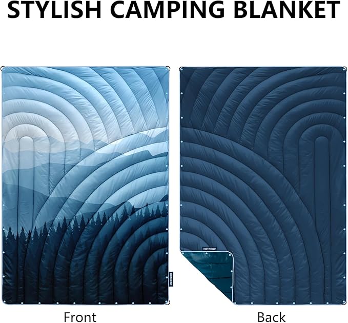 Camping Blanket,Lightweight Puffy Printed Camping Blanket Packable Outdoor Blanket for Camping,Traveling, Stadium, Hiking, Picnics