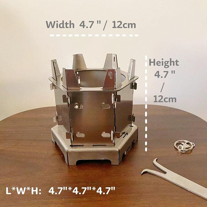 Portable Hexagonal Camping Stove - Slim Foldable Stainless Steel Card Stove, Compatible with Alcohol Burner & Wood, Lightweight Outdoor Cooking Stove, Space-Saving Flat-Pack Gear for Backpacking & BBQ
