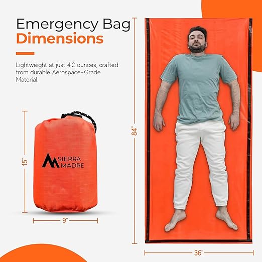 Sierra Madre Survival Bundle – Pure Water Straw with Emergency Mylar Sleeping Bag – Ultralight, Portable Gear for Camping, Hiking & Emergency Preparedness