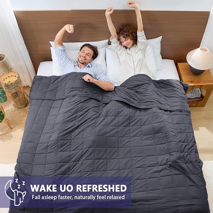 yescool Weighted Blanket for Adults (25 lbs, 88” x 104”, Grey) Cooling Heavy Blanket for Sleeping Perfect for 240-260 lbs, King Size Breathable Blanket with Premium Glass Bead