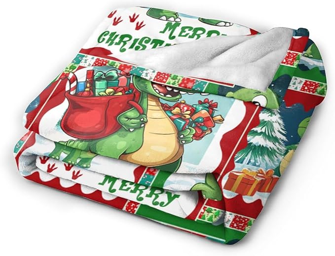 Christmas Dinosaur Blanket Cute Dinosaur Flannel Plush Throw Blanket Cozy Dinosaur Fleece Bedding Stuff Decor Blanket Gifts for Dinosaur Lover Girls Boys Kids Adults Women Bed Travel 50"x60"