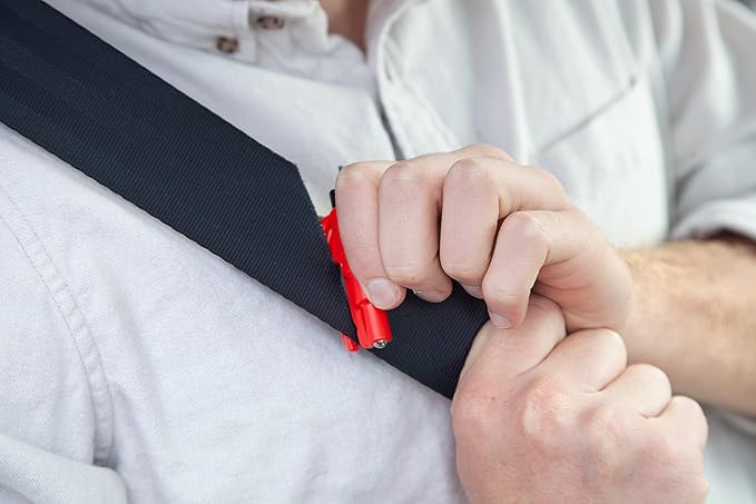 resqme,The Original Emergency Keychain Car Escape Tool, 2-in-1 Seatbelt Cutter and Window Breaker, Made in USA, Red - Compact safety hammer