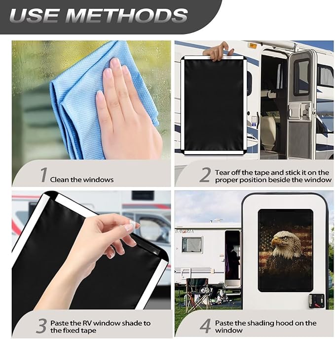 Eagle American Flag RV Door Window Shades Replacement RV Thin Window Blinds Shade Covers for Campers Travel Trailers