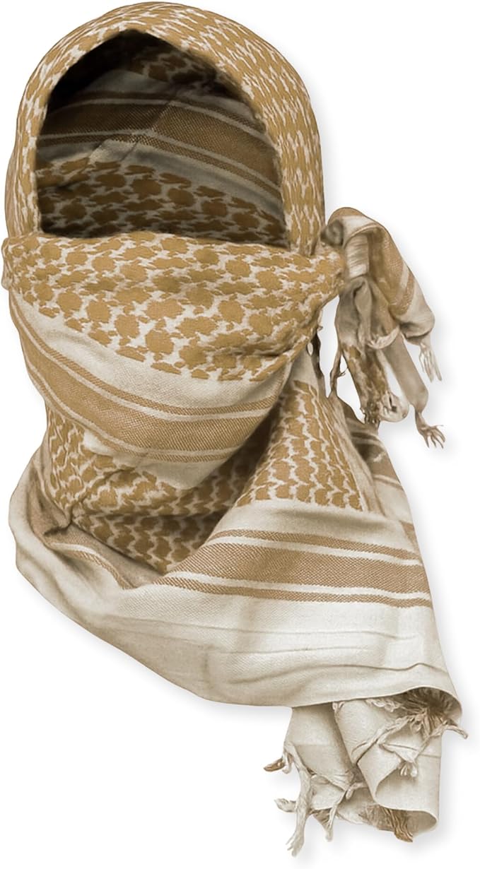 M MCGUIRE GEAR Shemagh Tactical Scarf, Middle Eastern Desert Hood, Bandana, Keffiyeh, Military Style, 100% Cotton, 42" x 42"