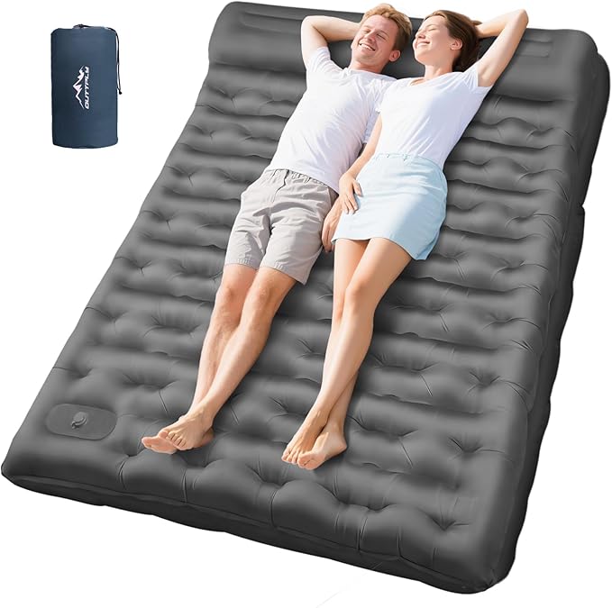 Sleeping Pad for Camping, 6" Extra Thick Camping Mat with Pillow Built-in Foot Pump, Ultra Comfortable Inflatable Sleeping Mat for Backpacking, Hiking, Camp Tent - Enjoy a Comfy Sleep