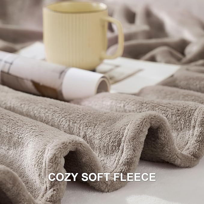 Hansleep Fleece Mocha Brown Twin Blanket, Soft Flannel Fuzzy Plush Cozy Blanket for All Seasons, Mocha Brown, Twin 60x80 Inches