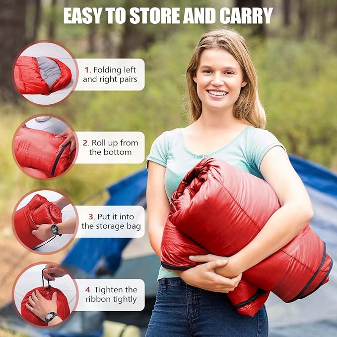 OBTANIM Sleeping Bags Portable Waterproof Camping Sleeping Bag for Adults Kids 4 Seasons Cold Weather or Warm Backpacking Hiking Travel Indoor Outdoor Use