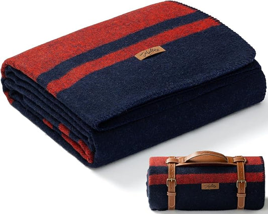 Molithe 100% Wool Blanket, 62" x 86", Warm, Thick, Washable, Military Wool Blanket, Great for Camping, Outdoors, Sporting Events, Survival Kits