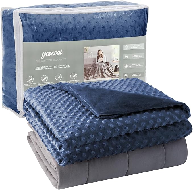 yescool Weighted Blanket with Cover (10 lbs, 41" x 60", Cobalt Blue) Heavy Blanket for Sleeping Perfect for 60-90 lbs, Breathable Blanket with Premium Glass Bead, Machine Washable