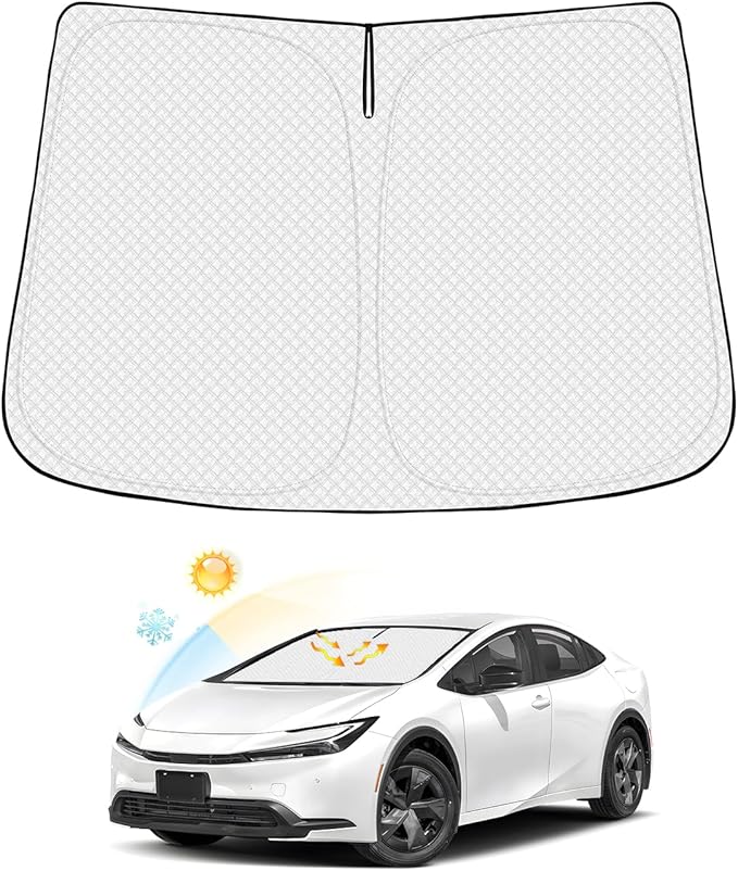 Canvcle Windshield Sun Shade for Toyota Prius 2023-2025 2026 Accessories Thicken 6-Layer Front Window Sunshade Cover Sun Visor Protector Foldable Block UV Rays Keep Vehicle Cool