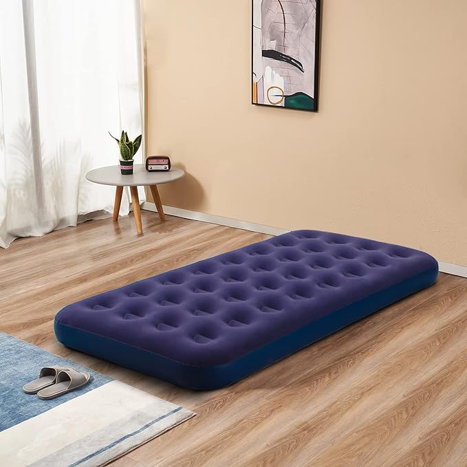 Twin Size Air Mattress Inflatable Bed for Camping & Home, Blow Up Sleeping Pad