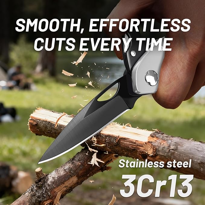 9 in 1 Multitool Carabiner Pocket Knife for Men,EDC Carabiner Knife, Bottle Opener and Screwdriver, Survival Gear for Camping Hiking Gifts for Men Stocking Stuffers Gifts for Him and Her (Silver)