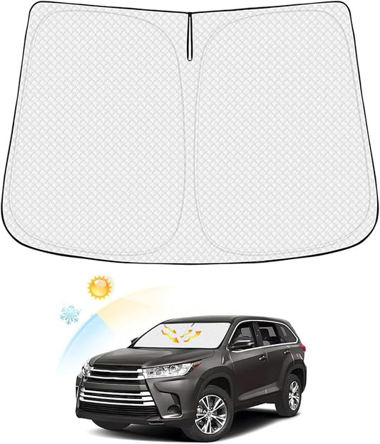 Canvcle Windshield Sun Shade for Toyota Highlander 2014-2019 Thicken 6-Layer Foldable Front Window Sunshade Sun Visor Protector Block UV Rays Keep Vehicle Cool