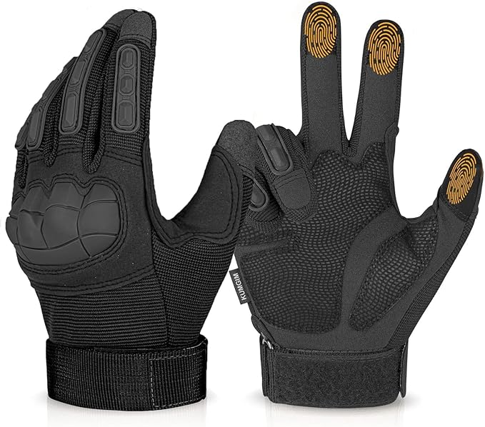 KUMGIM Tactical Gloves for Men, Motorcycle Military Combat Gloves Black Airsoft Gloves Touchscreen for Airsoft Outdoor Hunting Shooting Paintball Work Motorcycling Climbing