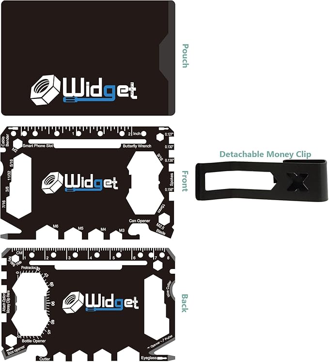 W4W, Multi purpose survival Pocket tool - 43 in 1 - credit card wallet size Ninja Multitool With Money Clip (Black)
