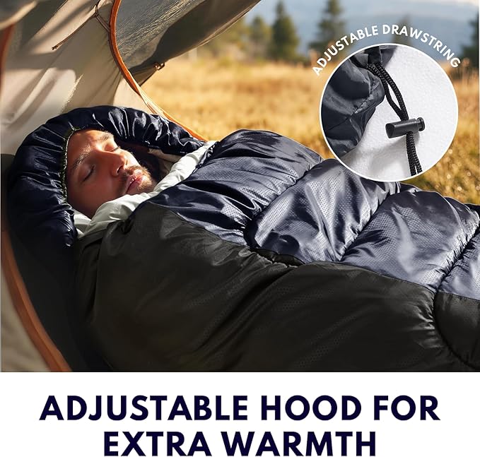 XXL Winter Sleeping Bags for Adults Cold Weather,Camping Sleeping Bag for Kids with Compression Sack,4 Season Camping Essentials Gear for Hiking,Traveling,Outdoor,Backpacking,Climbing