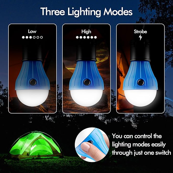 FLY2SKY Tent Lamp 5 Packs Portable Tent Light Clip Hook Hurricane Emergency Lights LED Camping Light Bulb Camping Tent Lantern Equipment for Camping Hiking Backpacking Fishing Outage